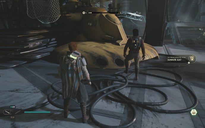 Cal approaches and picks up a collectible on Koboh in Jedi: Survivor.