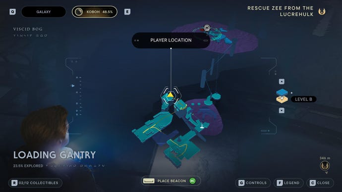 Part of the map of Koboh in Jedi: Survivor.