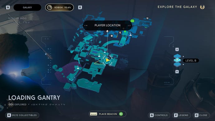 Part of the map of Koboh in Jedi: Survivor.