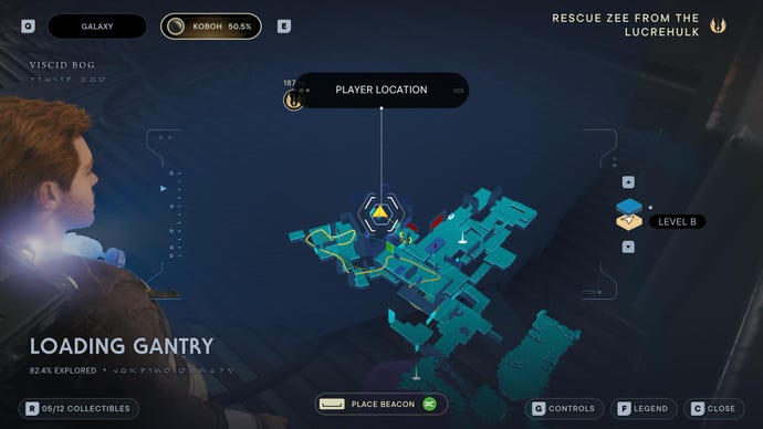 Part of the map of Koboh in Jedi: Survivor.
