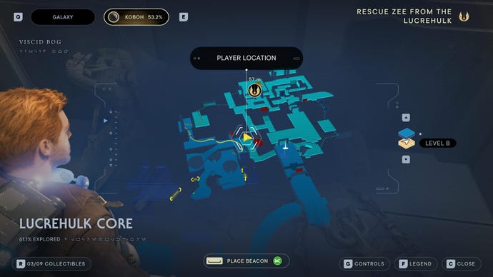 Part of the map of Koboh in Jedi: Survivor.