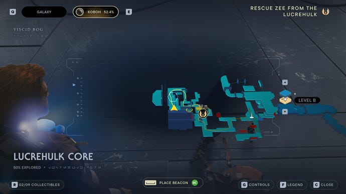 Part of the map of Koboh in Jedi: Survivor.