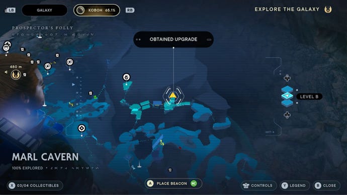 Part of the map of Koboh in Jedi: Survivor.