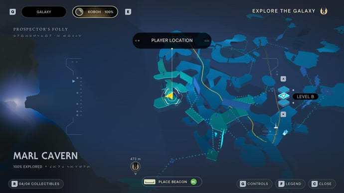 Part of the map of Koboh in Jedi: Survivor.