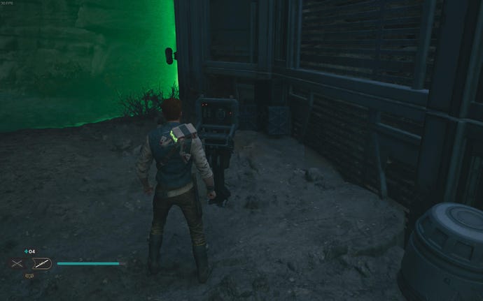 Cal approaches and picks up a collectible item on Koboh in Jedi: Survivor.