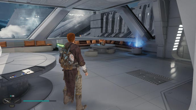 Cal approaches a Force Echo in the Officer's Quarters of Nova Garon in Jedi: Survivor.