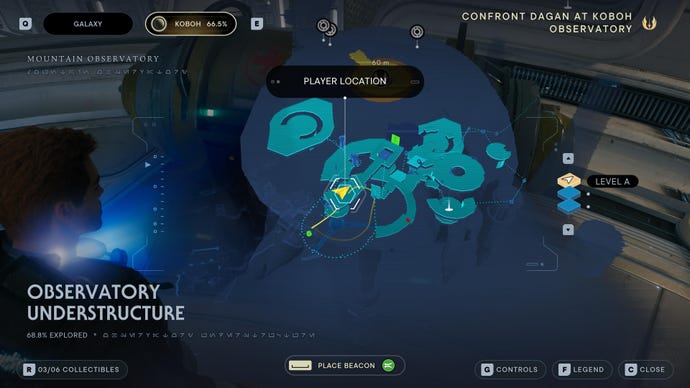 Part of the map of Koboh in Jedi: Survivor.