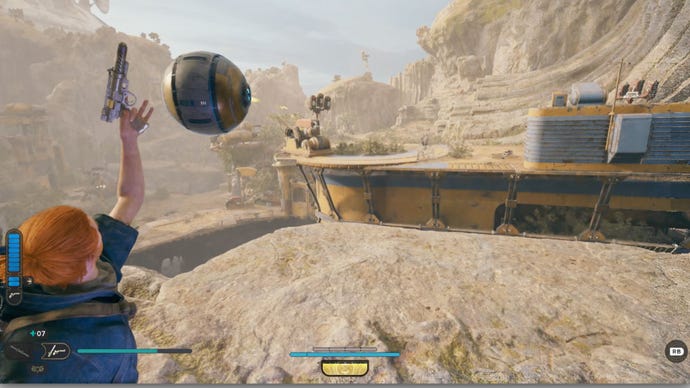 Cal Kestis places an orb on a platform while seeking more Star Wars Jedi: Survivor perk slots.