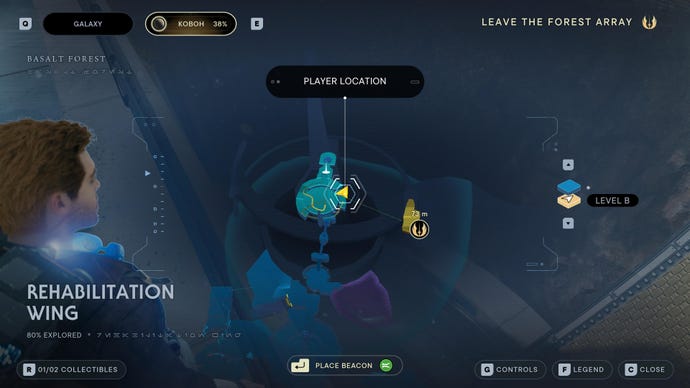 Part of the map of Koboh in Jedi: Survivor.