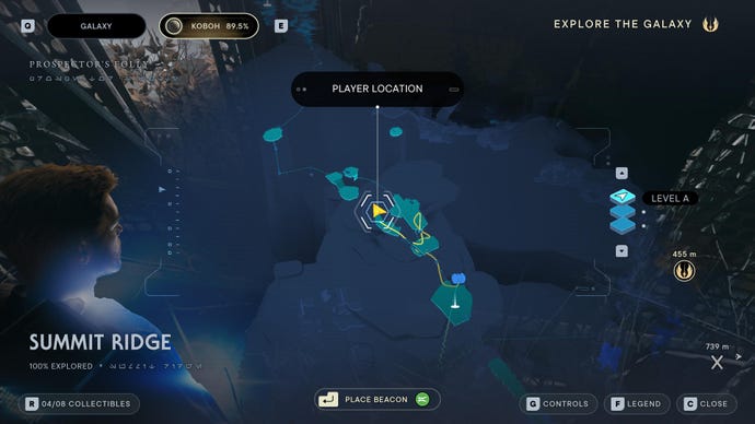 Part of the map of Koboh in Jedi: Survivor.
