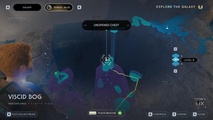 Part of the map of Koboh in Jedi: Survivor.