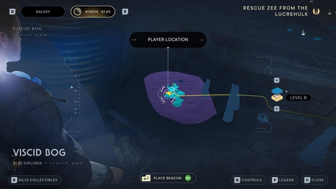 Part of the map of Koboh in Jedi: Survivor.