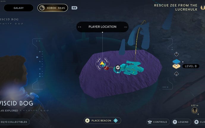 Part of the map of Koboh in Jedi: Survivor.