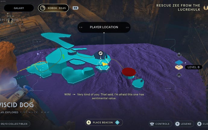 Part of the map of Koboh in Jedi: Survivor.