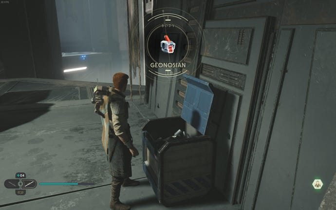 Cal approaches and picks up a collectible on Koboh in Jedi: Survivor.