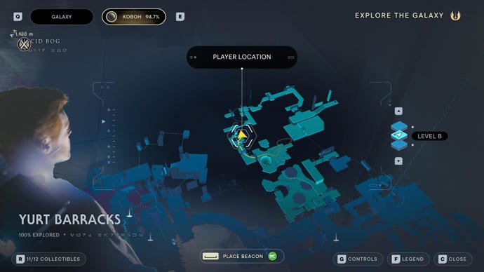 Part of the map of Koboh in Jedi: Survivor.
