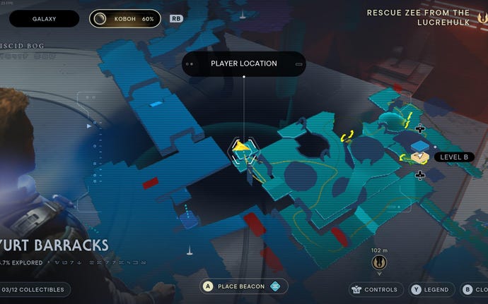 Part of the map of Koboh in Jedi: Survivor.