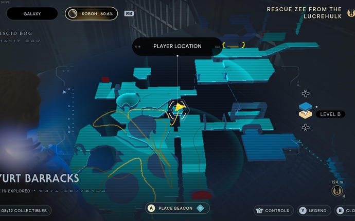 Part of the map of Koboh in Jedi: Survivor.