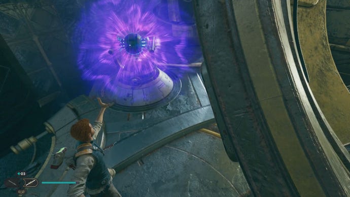 Cal places the first orb in the Star Wars Jedi: Survivor Chamber of Duality.