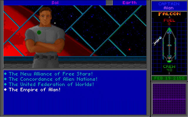 A man stands in front of a spaceship window in Star Control