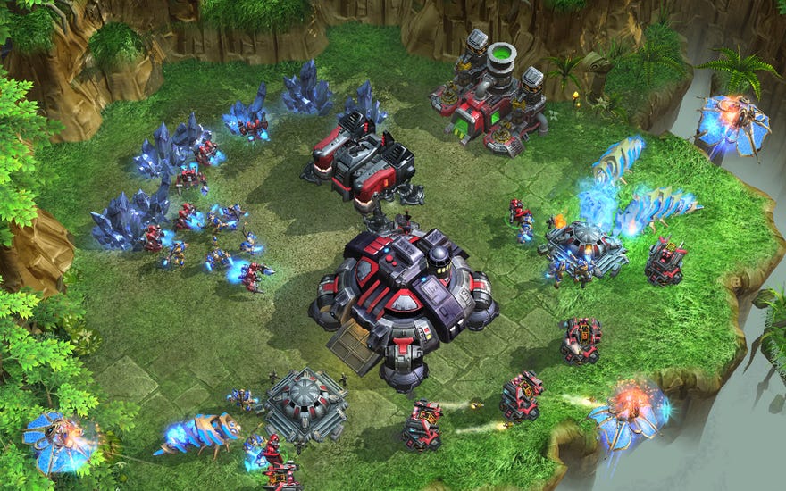 A Terran base in a StarCraft 2 screenshot.