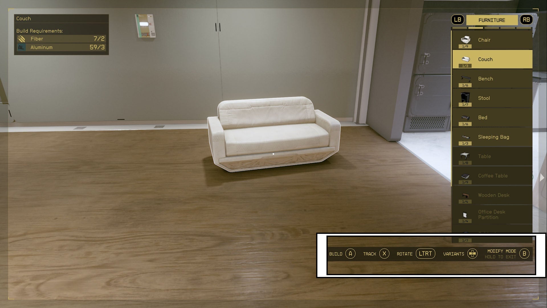 controles de movimiento de muebles de starfield dream home