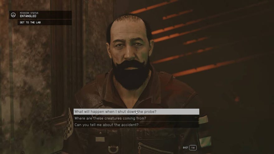 The player in Starfield speaks to Rafael during the Entangled mission.