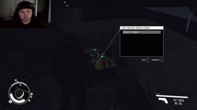 A hidden chest filled with credits in Starfield.