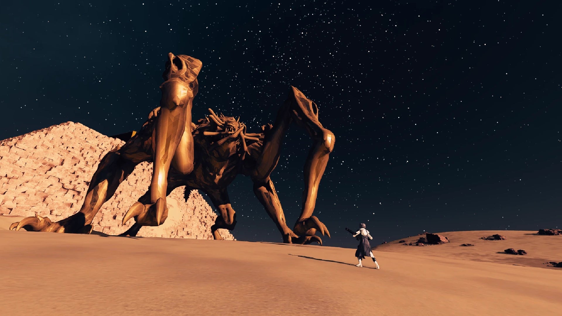 Someone's added a giant Terrormorph boss made of gold to Starfield, and it looks pretty hilarious to fight