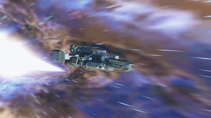 Player’s ship heads towards Unity in Starfield.