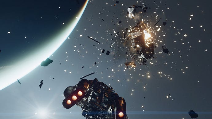 Уничтожение Космического Корабля В Бою На Скриншоте Starfield.