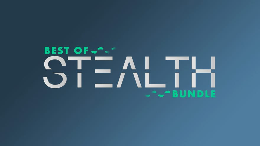 a graphic advertising humble's best of stealth bundle, in green and silver. ai upscaling artefacts are obvious.
