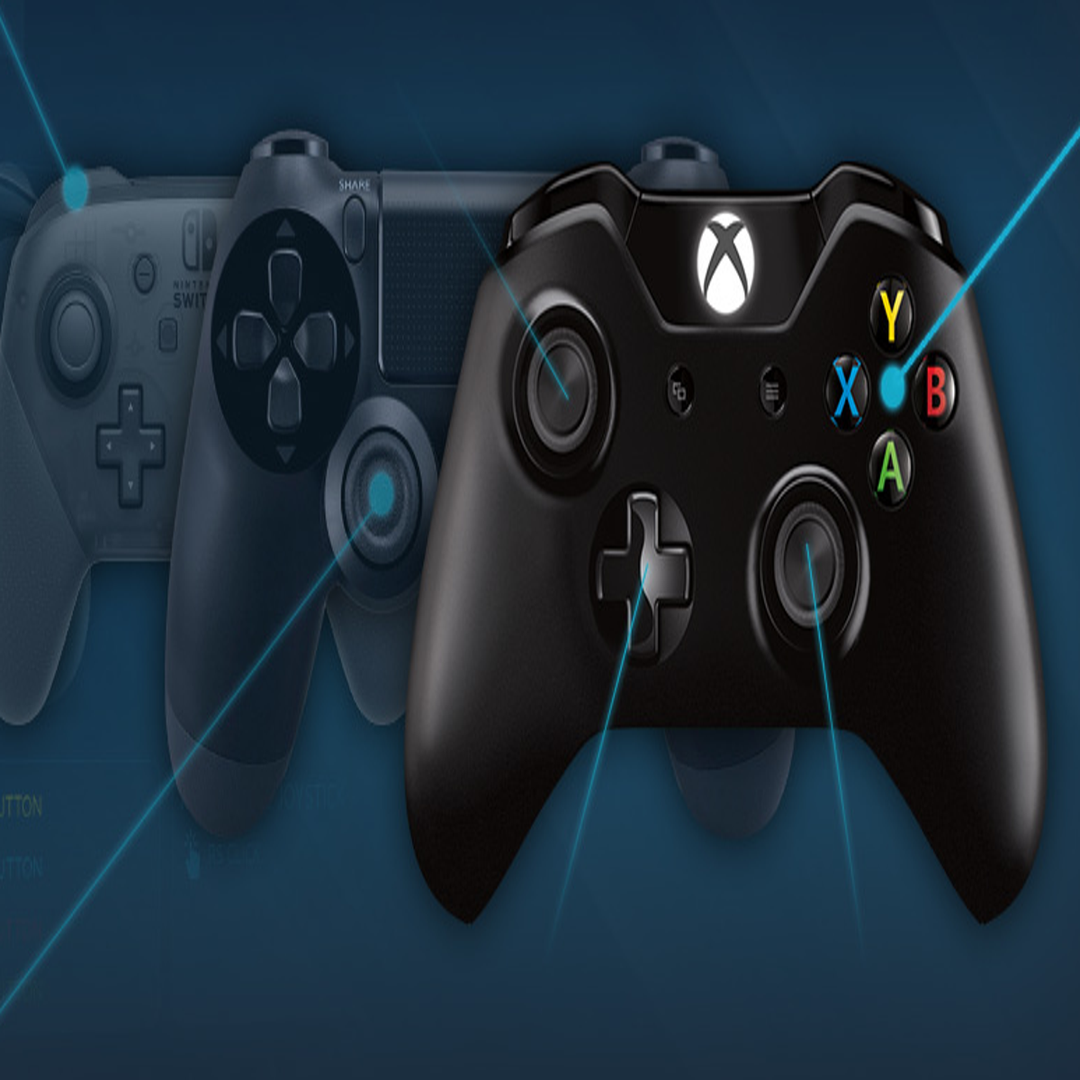 Играть в игры через джойстик. Xbox 360 Steam. Steam Controller Blue.