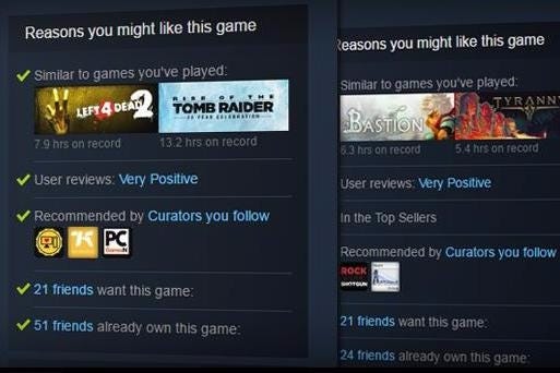 Steam Recommended Steam now explains why a game has been recommended to you | Eurogamer.net