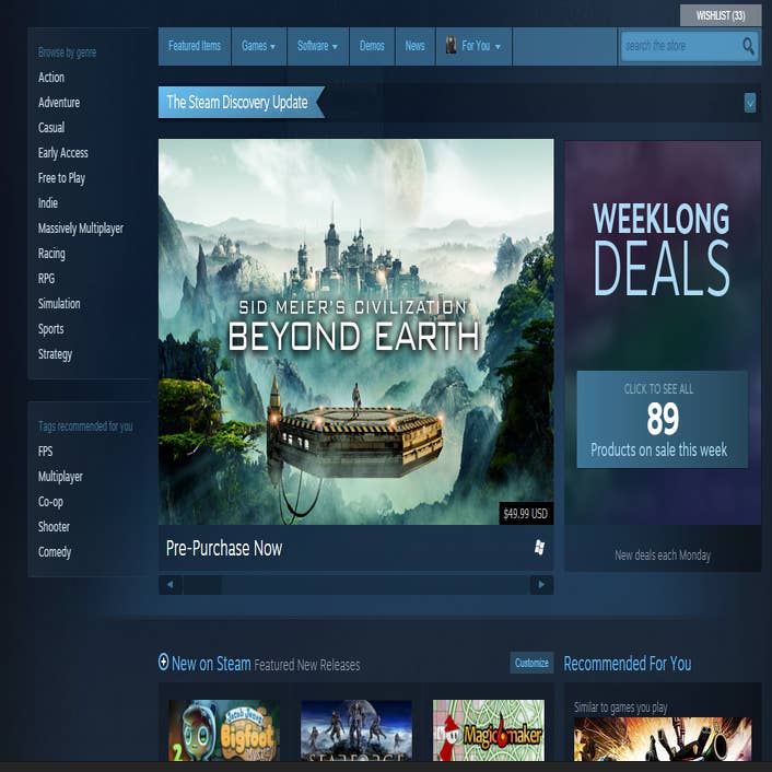 Steam Store page The store page carefully uses the layout to make sure they  control what the user views. The main promoted…