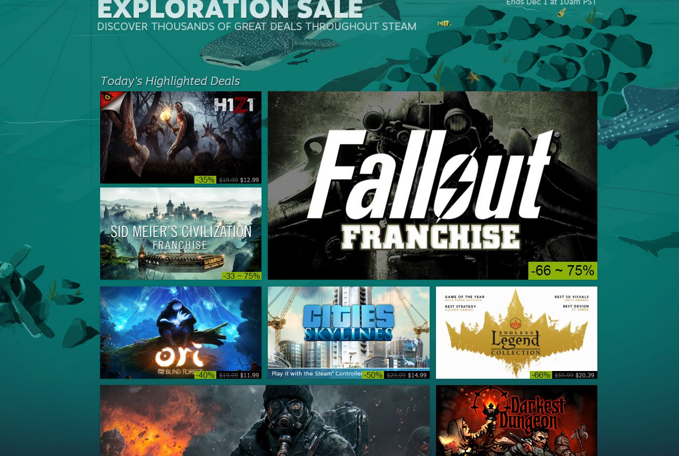 The Exploration Sale is live on Steam save money through December 1