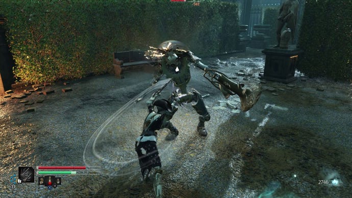 Aegis, the robot in Steelrising, attacks an automaton built to play the trumpet