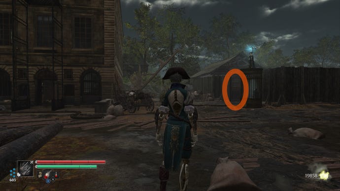 Aegis in Steelrising stands before Monsieur de Vaucanson's Workshop.