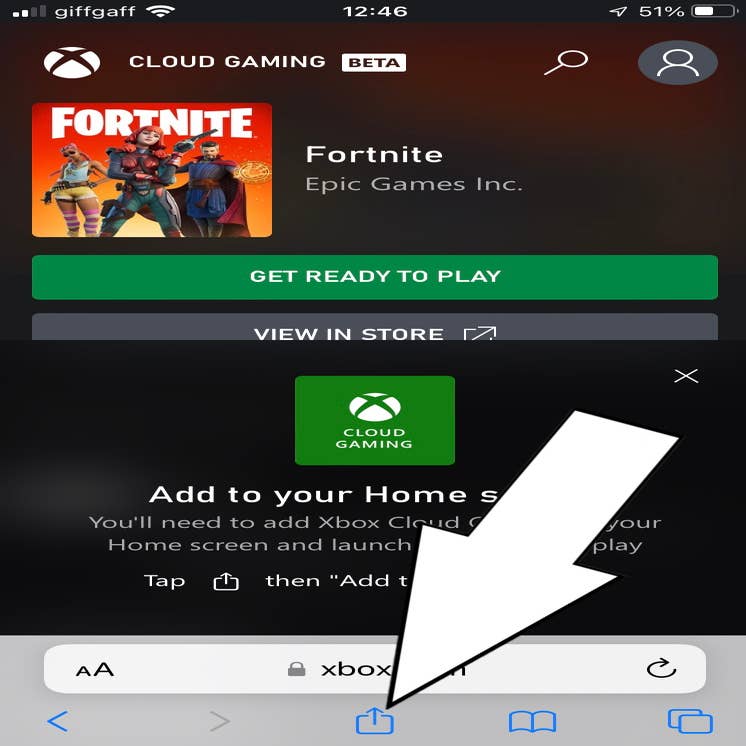 I've successfully installed and used XBox cloud gaming and it works great  with Fortnite, but it routinely just sits at this screen forever and I just  have to come back later to