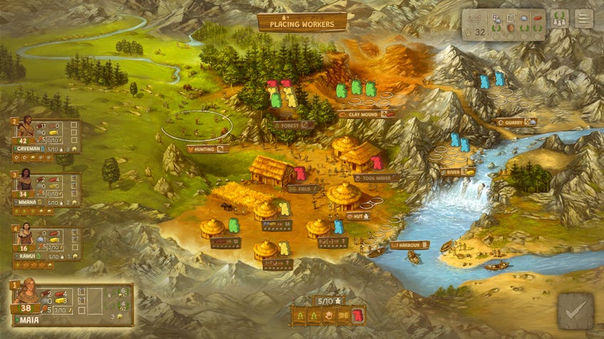 A screenshot from Stone Age: Digital Edition