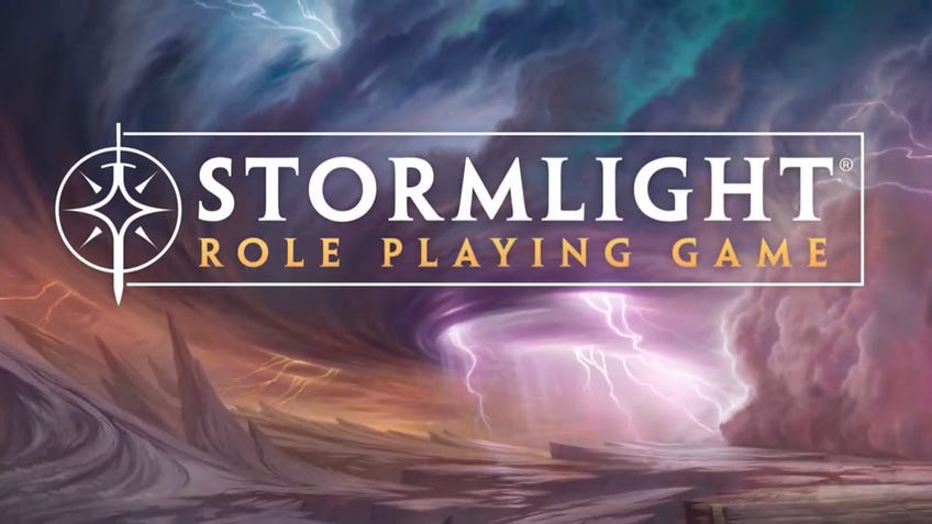 The announcement screen for the "Stormlight Role Playing Game" coming in 2024 from Brotherwise Games.