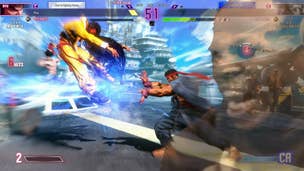 Street Fighter 6 gameplay with Sanford kelly with low opacity and a robot eye to the right. For an article on an AI tool that could make you better at video games