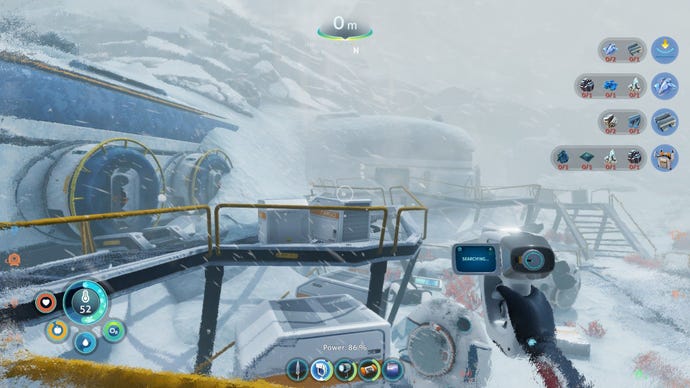 A screenshot of Subnautica: Below Zero showing its various biomes, flora and fauna.
