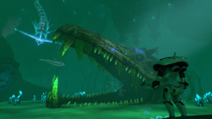 Undersea exploration in a Subnautica screenshot.