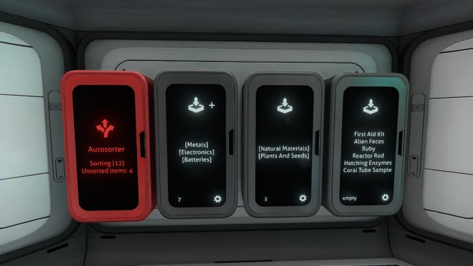 A screenshot of the Autosort mod in Subnautica