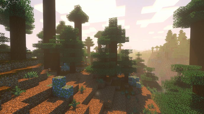 A mega taiga biome in Minecraft.