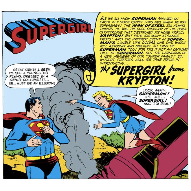 Supergirl introduces herself to Superman