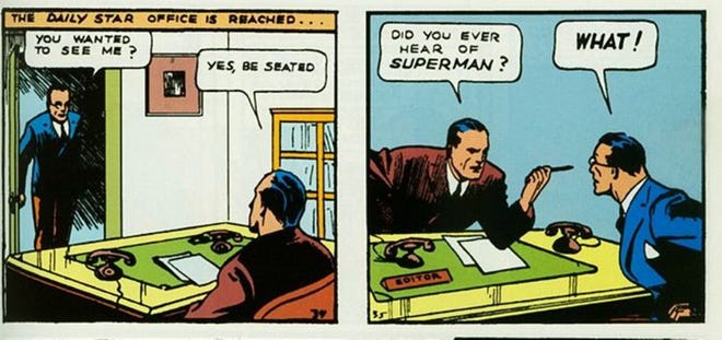 Clark Kent meets his editor at the Daily Star