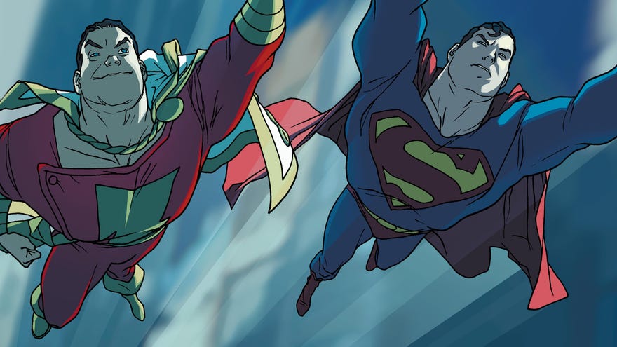 Superman flies with Shazam
