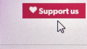 A close-up of the Eurogamer website support button, with the mouse cursor hovering over it.
